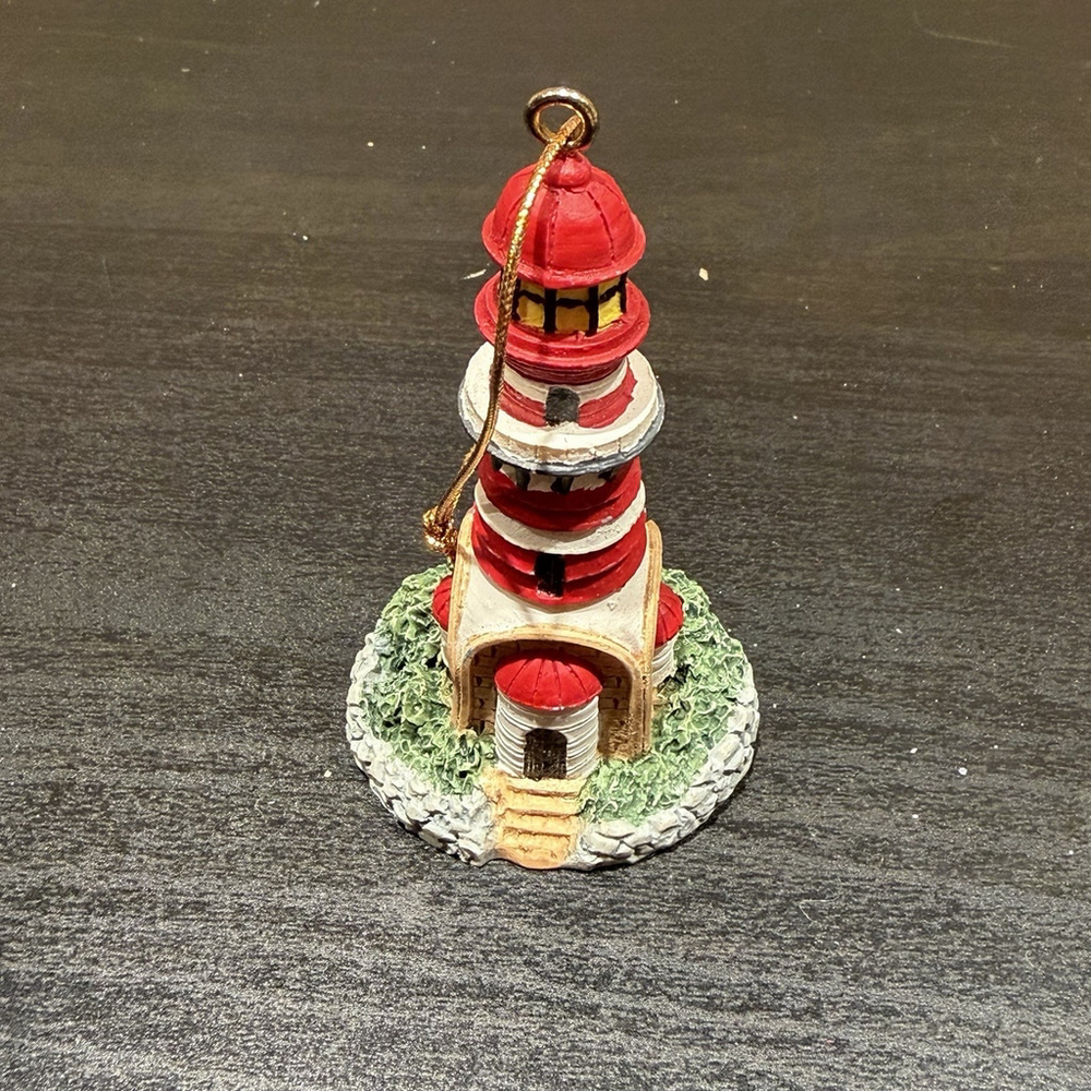 Vintage New England Lighthouse Christmas Ornament Red, White, Black